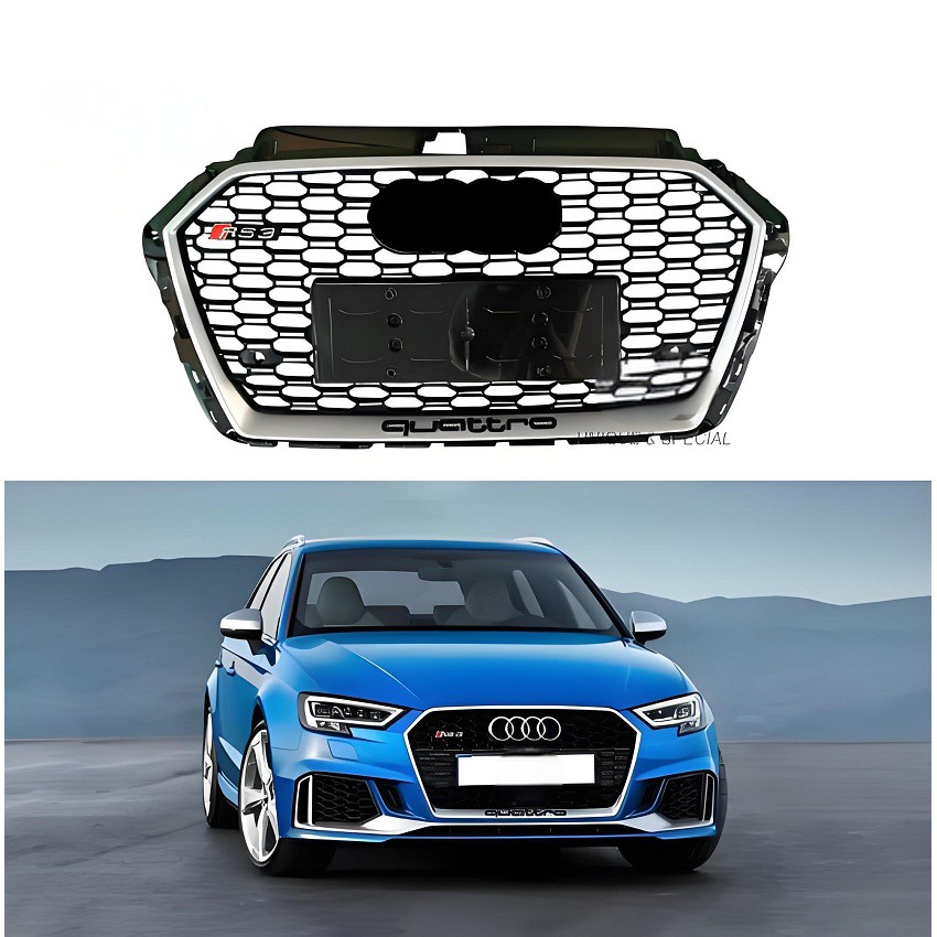 Kò Twous Electroplating Silver Honeycomb may Grille pou Audi A3